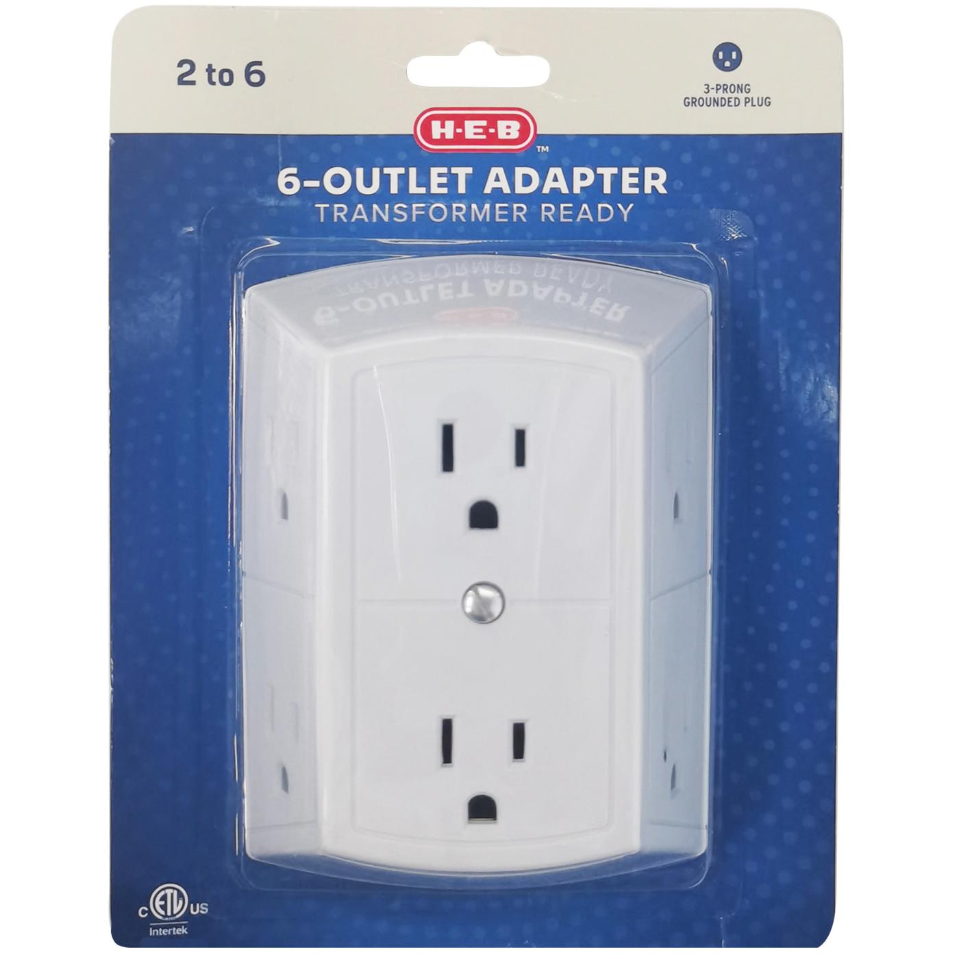 H-E-B 6-Outlet Adapter - White; image 1 of 2