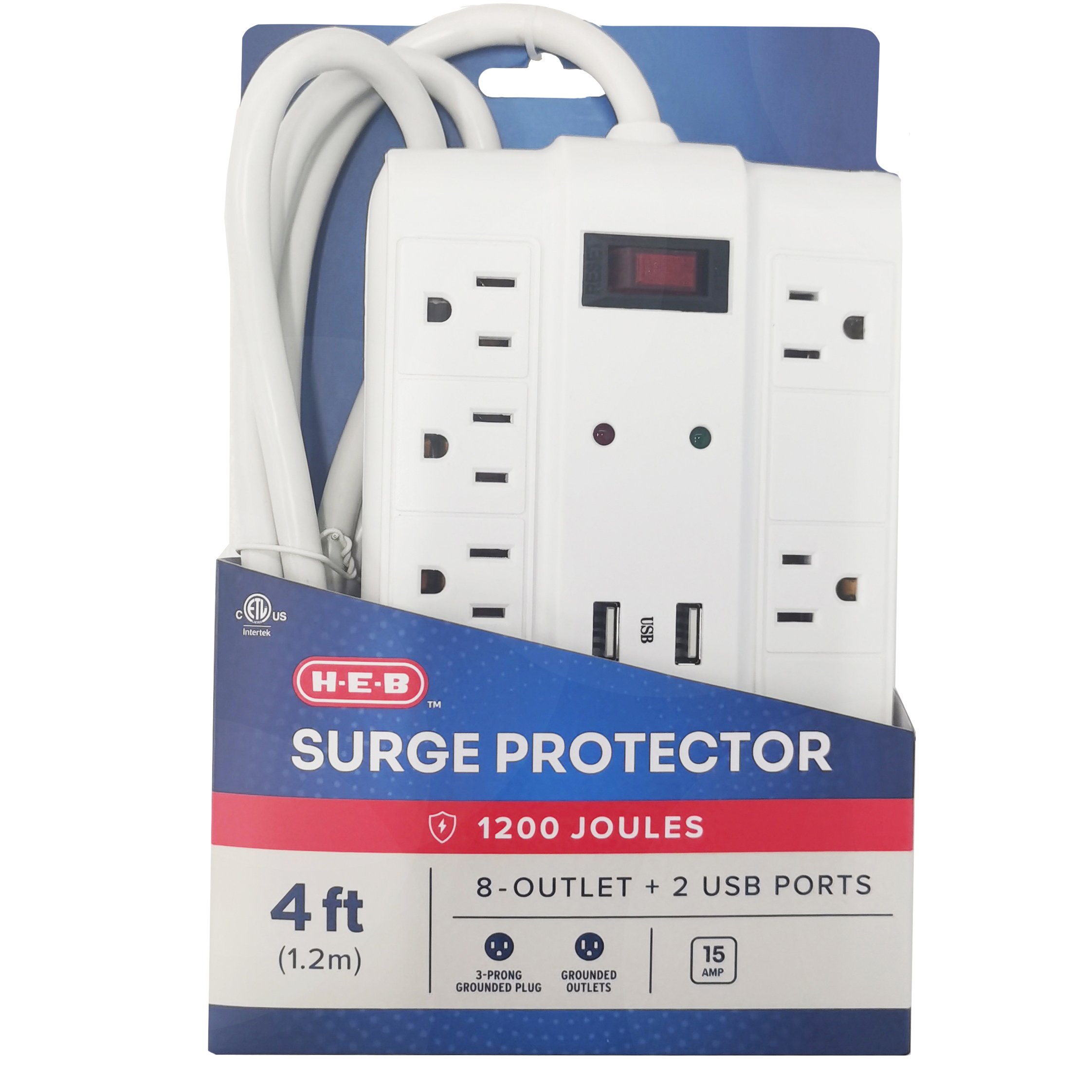 HEB 8Outlet Surge Protector Power Strip with 2 USB Ports Shop