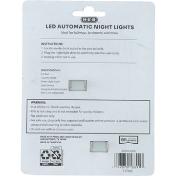 H-E-B LED Automatic Night Lights, 2 pk