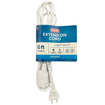 H-E-B Indoor Extension Cord - White, 6'