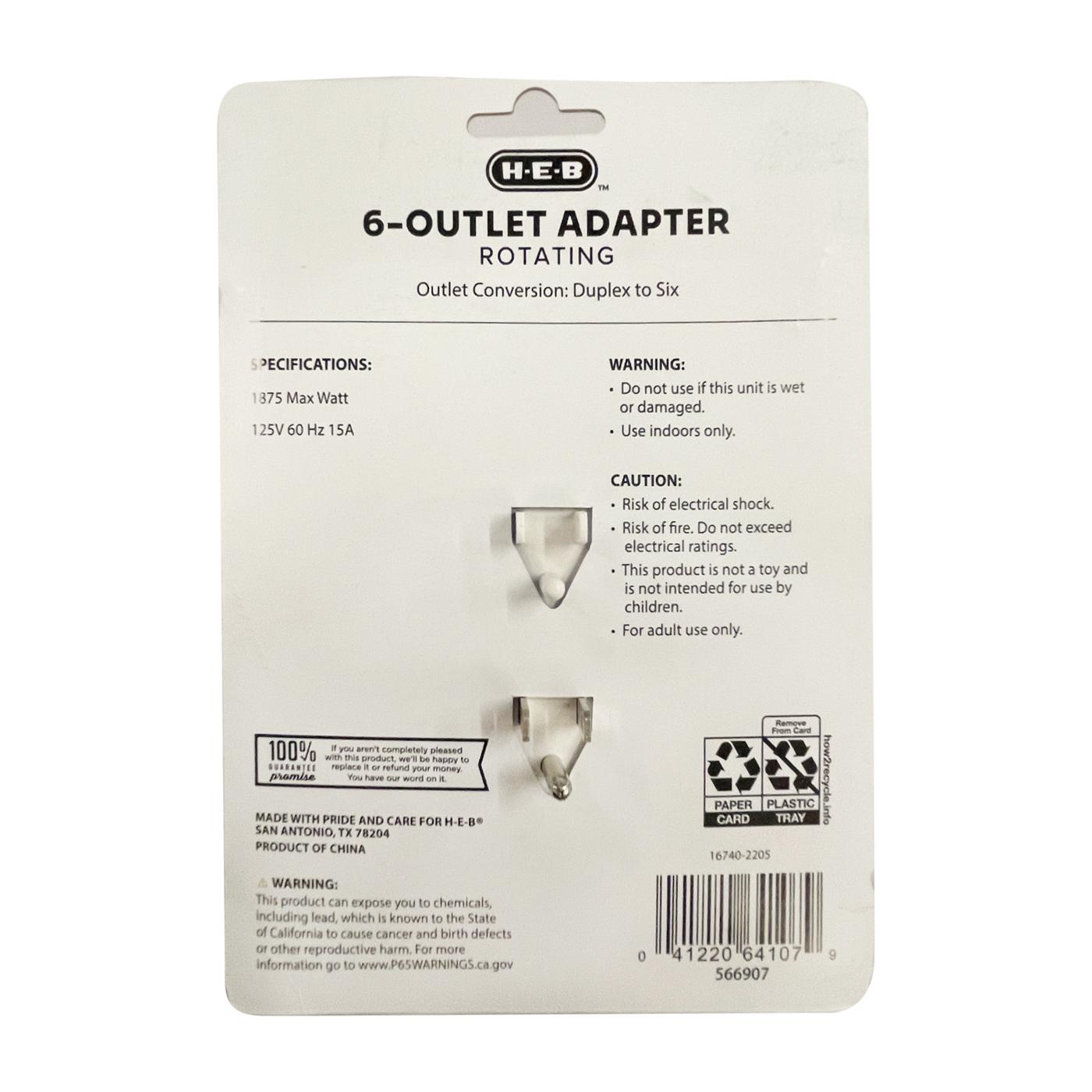 H-E-B 6-Outlet Swivel Adapter; image 2 of 2