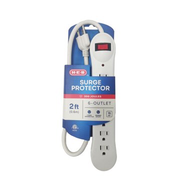H-E-B 6-Outlet Surge Protector, 2'