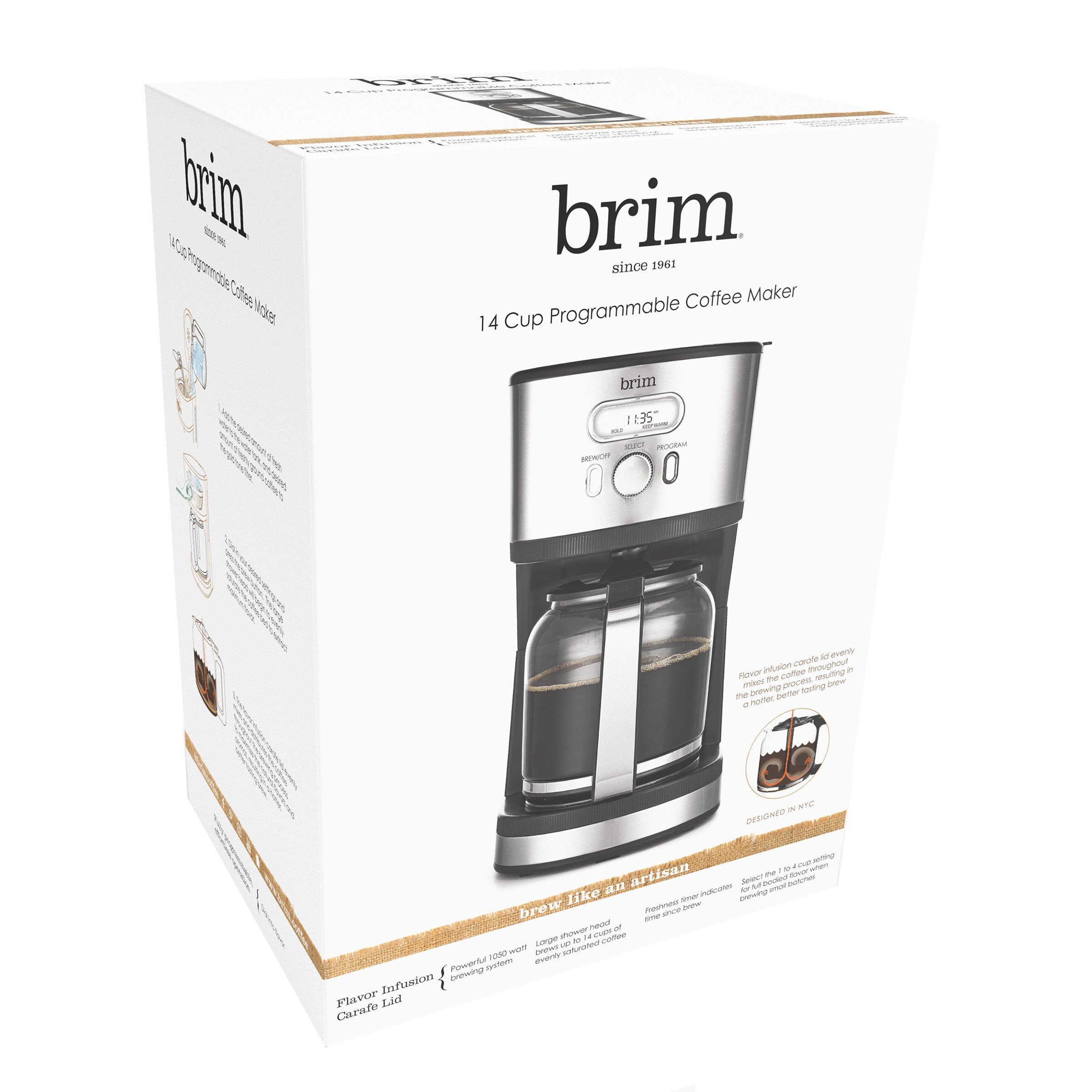 Brim Stainless Steel Programmable Coffee Maker