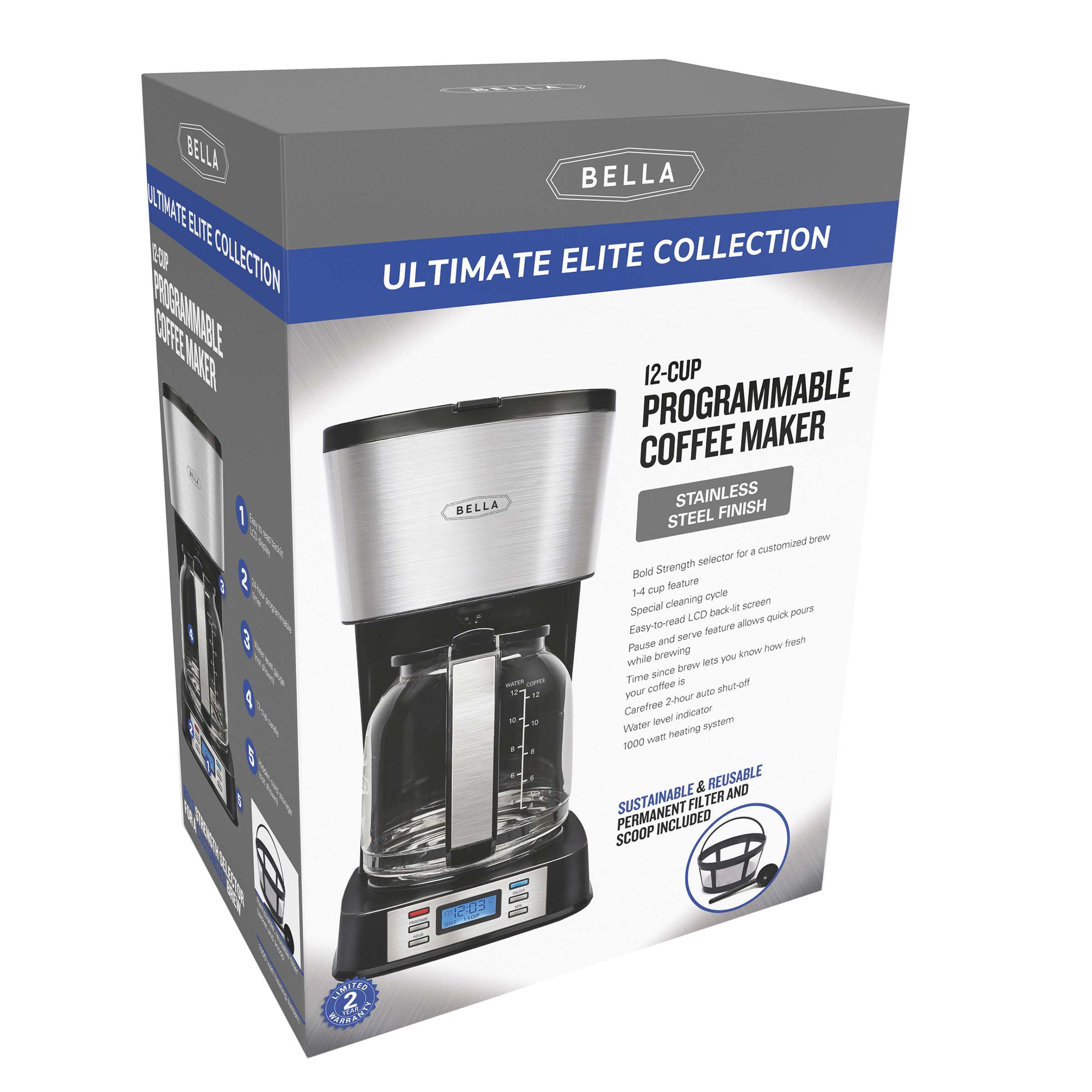 Bella Stainless Steel Programmable Coffee Maker - Shop Coffee Makers at  H-E-B