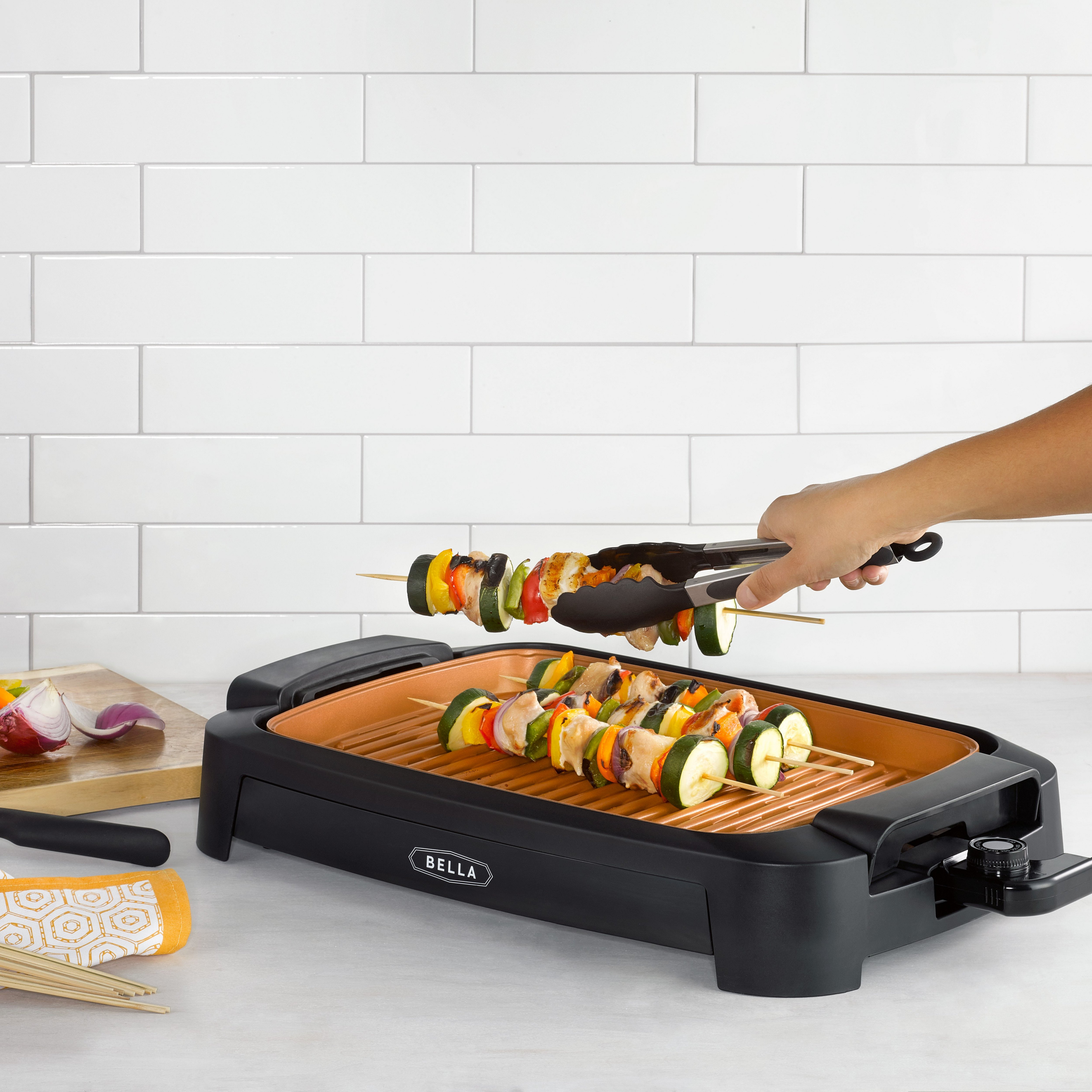 BELLA Electric Griddle with Warming Tray - Smokeless Indoor Grill