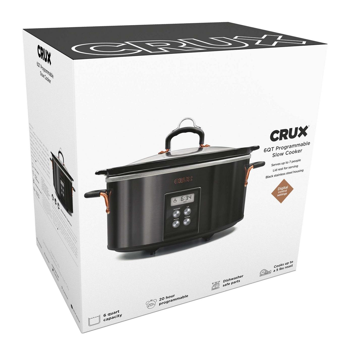 Crux Black Stainless Steel Programmable Slow Cooker; image 3 of 4