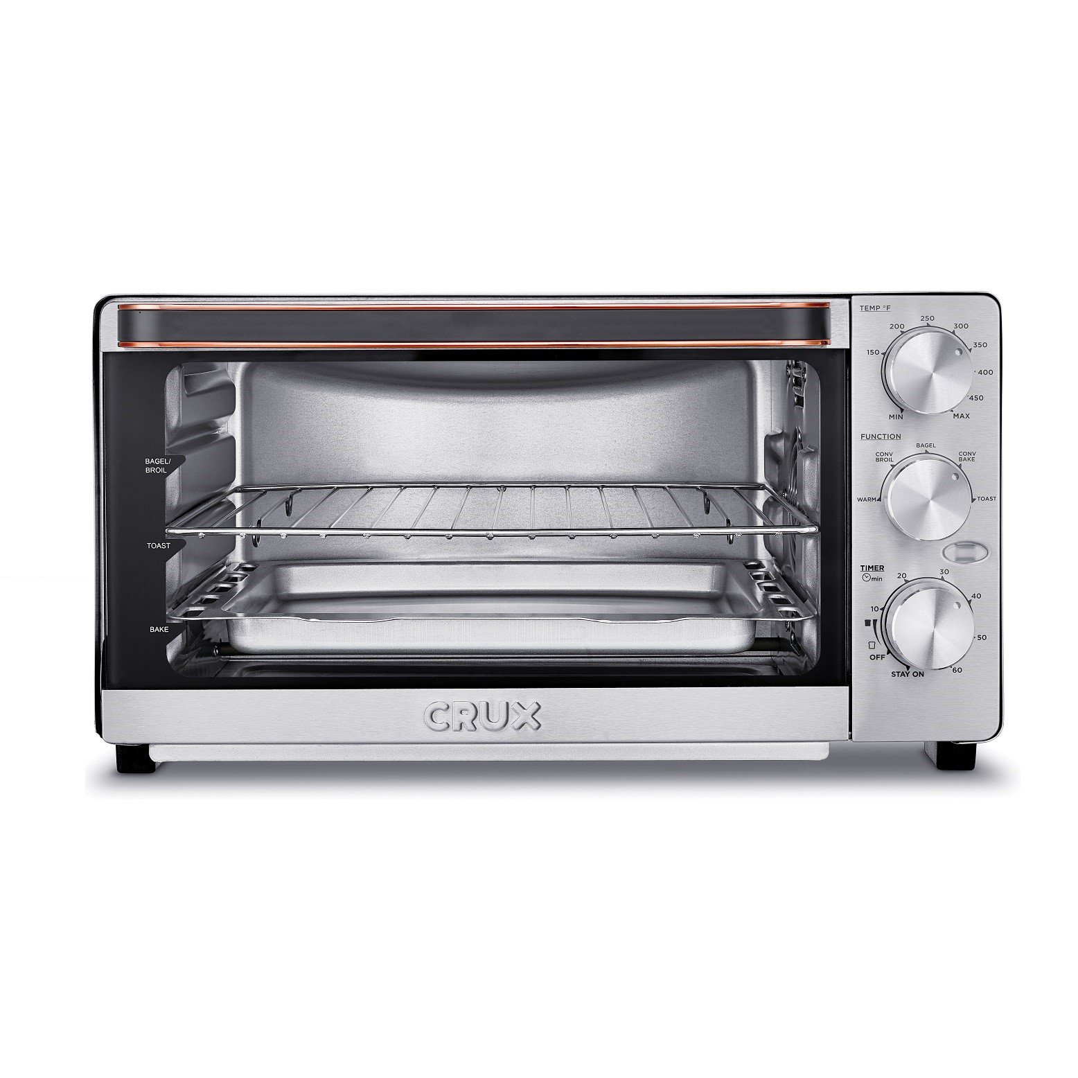 6-Slice Countertop Rotisserie Toaster Oven - fits a 12” pizza 23L capacity  (Black)