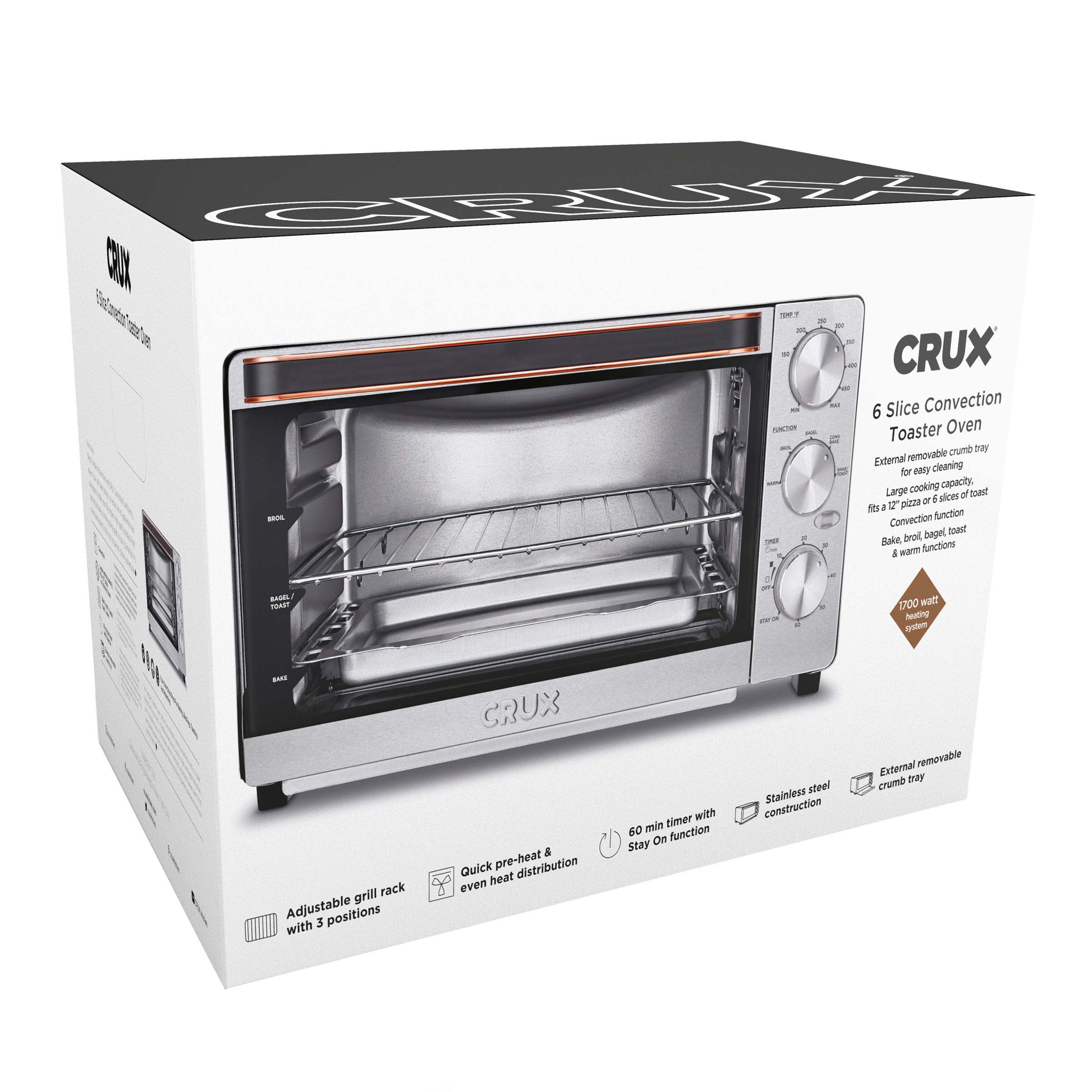 Tafole 26 qt. 6-Slice Stainless Steel Air Fryer Toaster Oven with  Accessories PYHD-0956 - The Home Depot