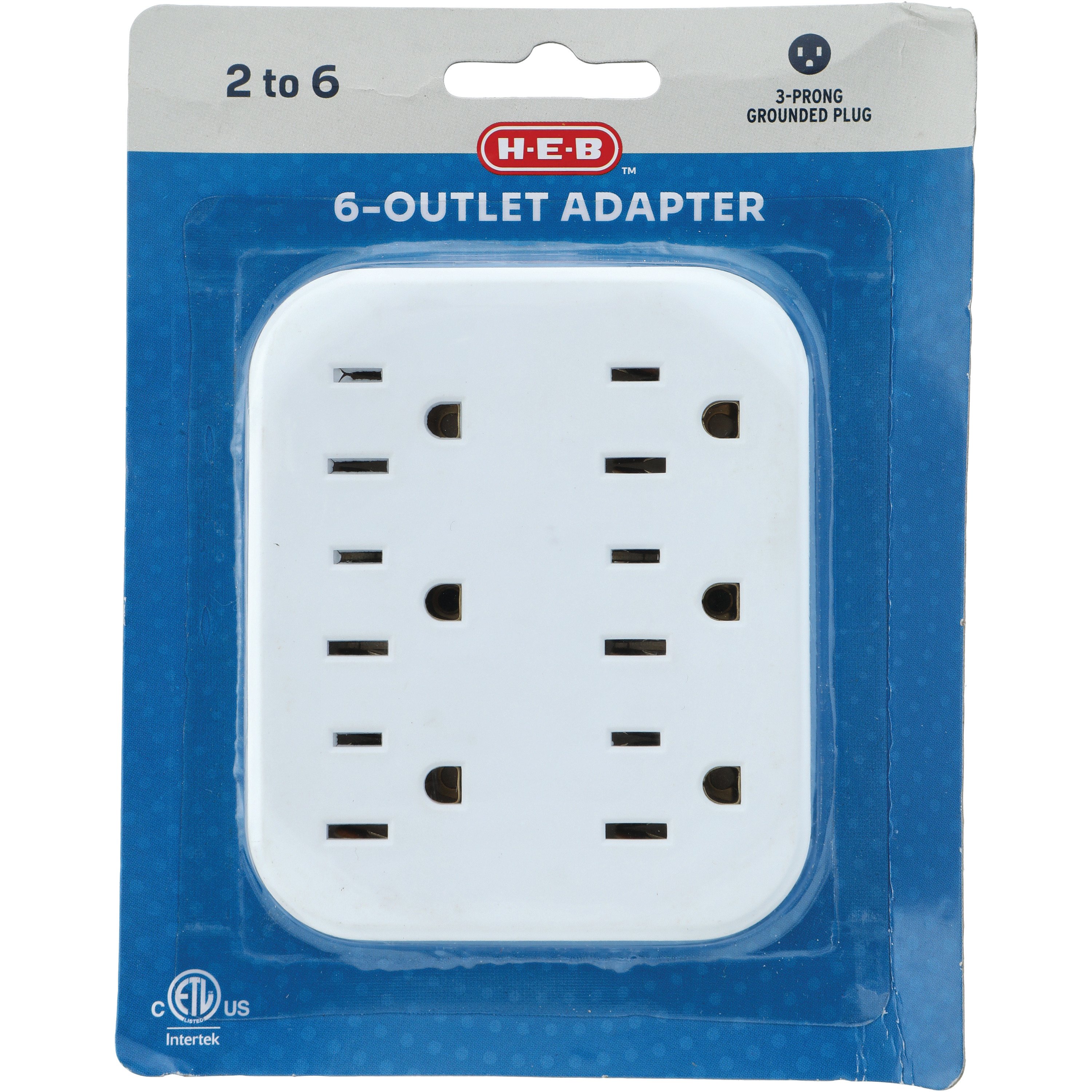 6-Pack 3-Prong Grounding Adapters – Convert 2-Prong Outlets To 3-Prong, 15A, 110-120V