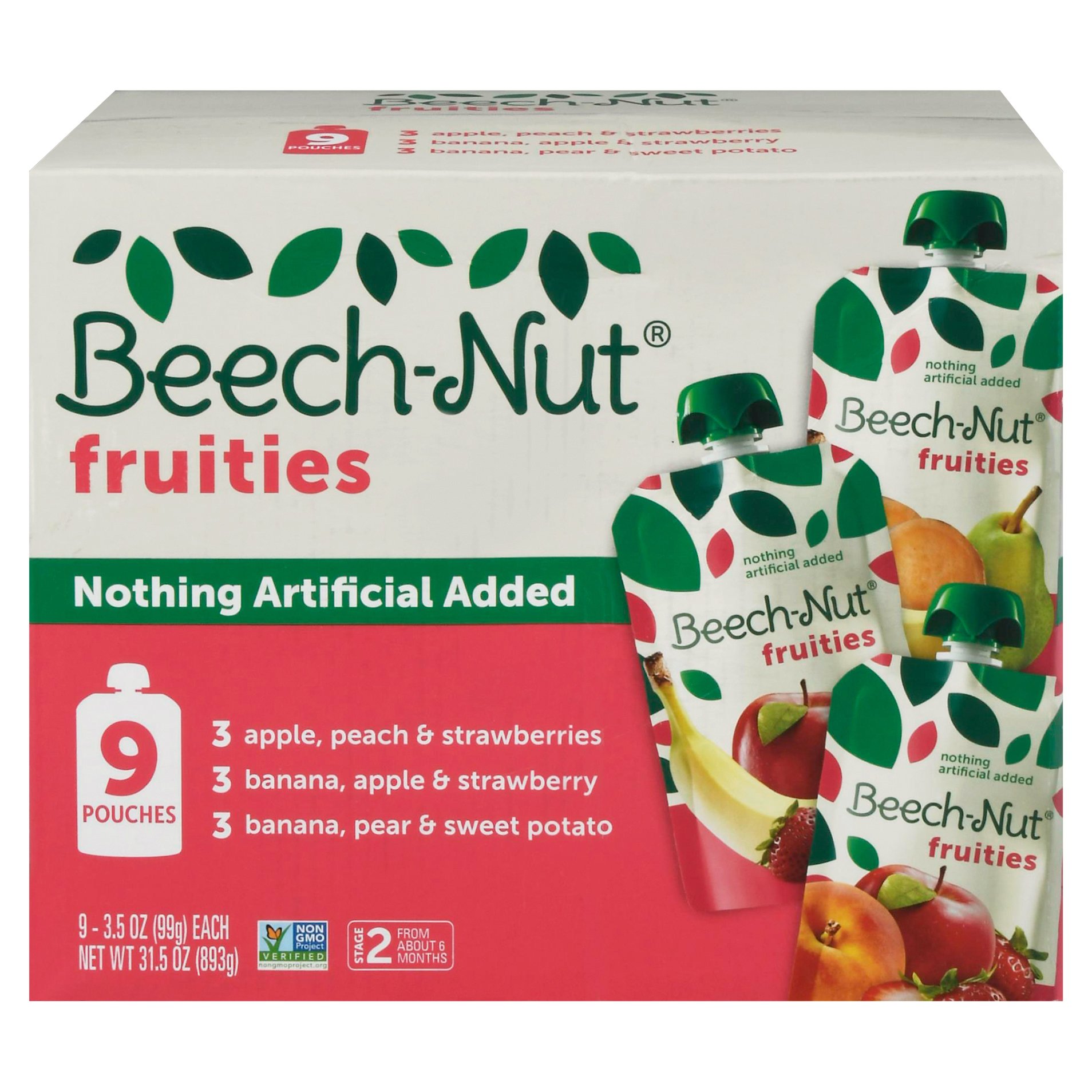 Beech-Nut Fruities Stage 2 Baby Food Variety Pack, 3.5 oz Pouch (9 Pack)