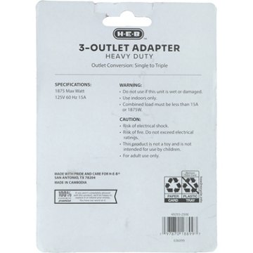 H-E-B 3 Outlet Adapter