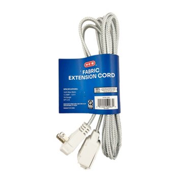 H-E-B Fabric Indoor Extension Cord - White, 9'
