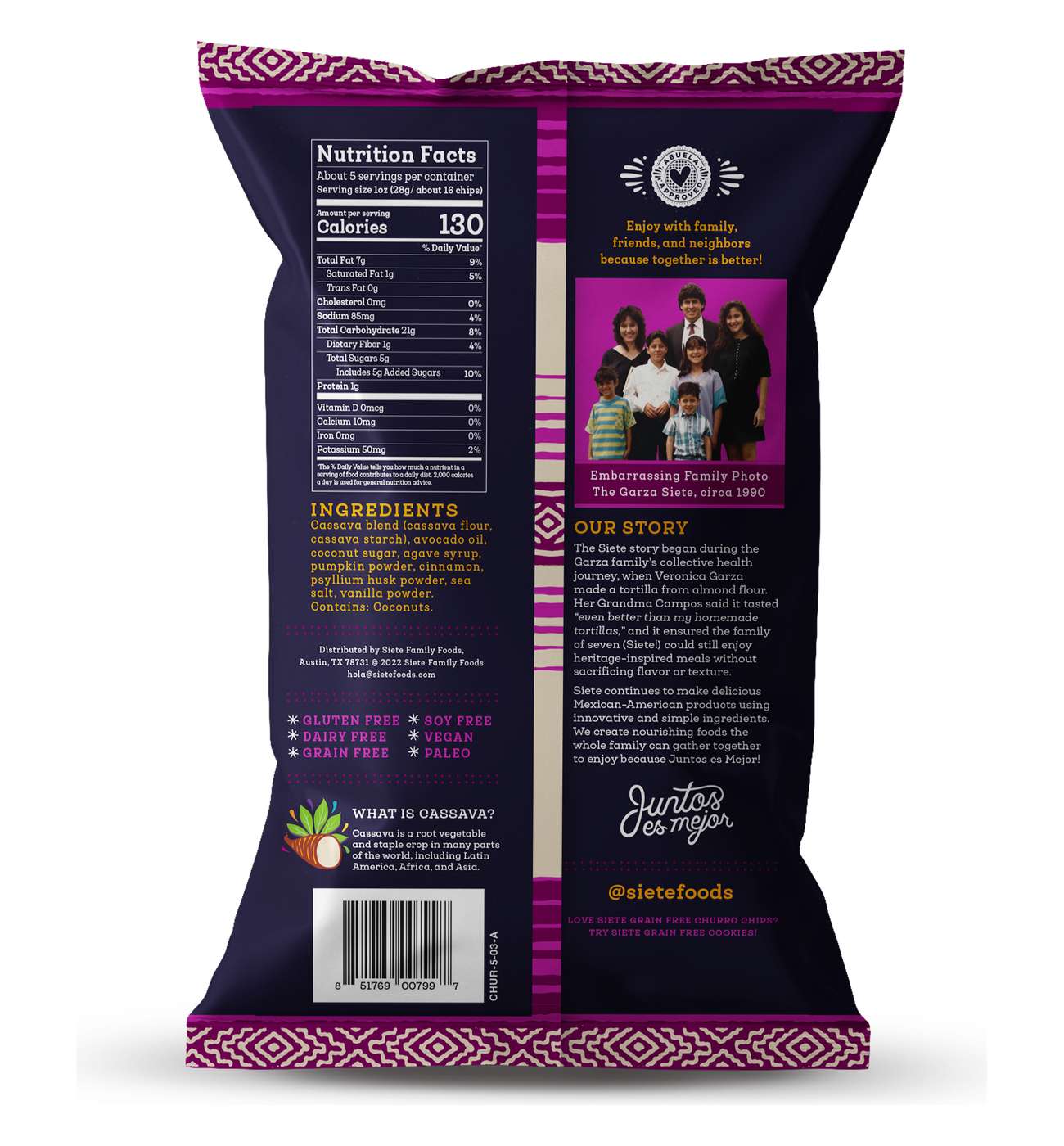 Siete Grain Free Cinnamon Chips Churro Strips; image 2 of 4