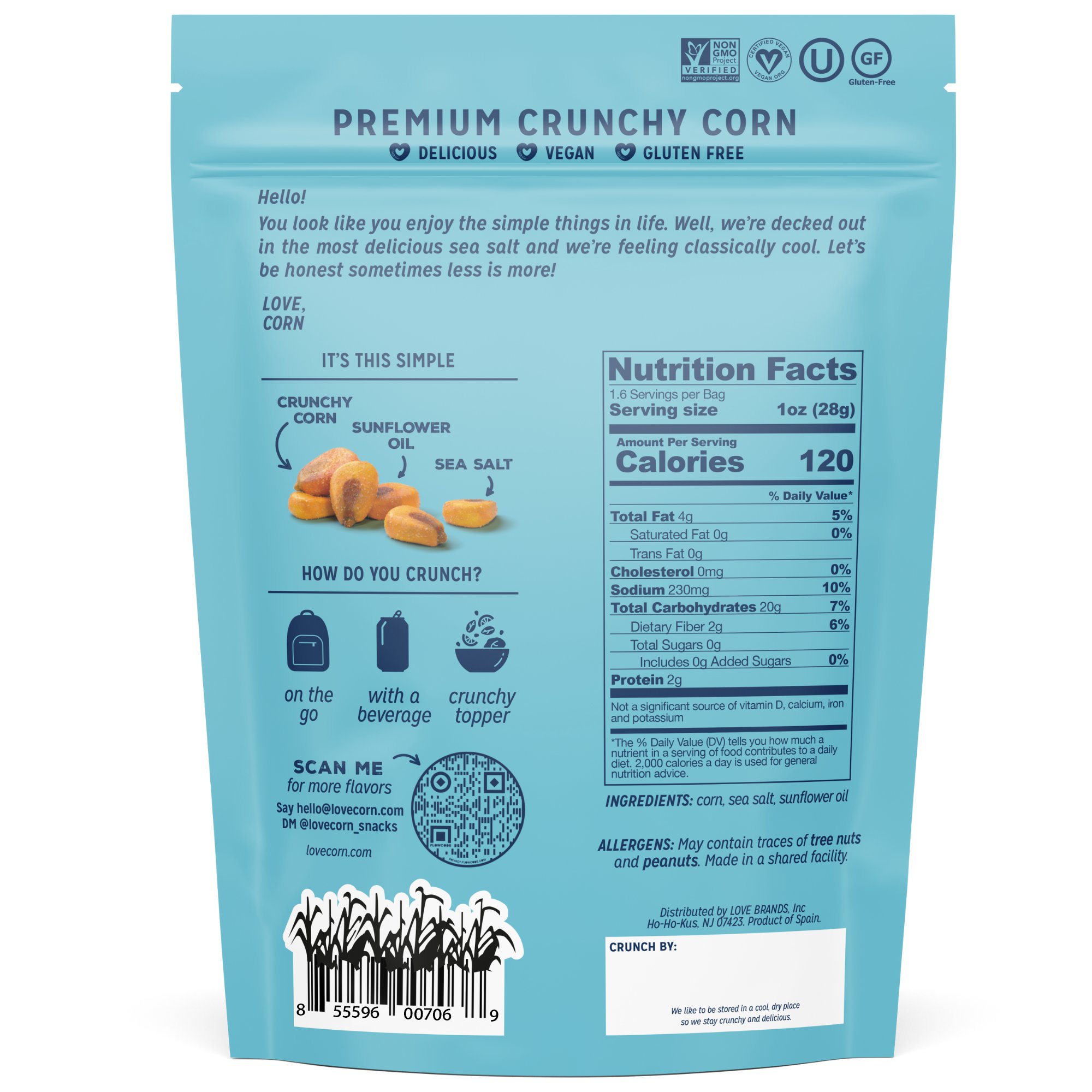 Love Corn Sea Salt Premium Crunchy Corn - Shop Nuts & Seeds at H-E-B