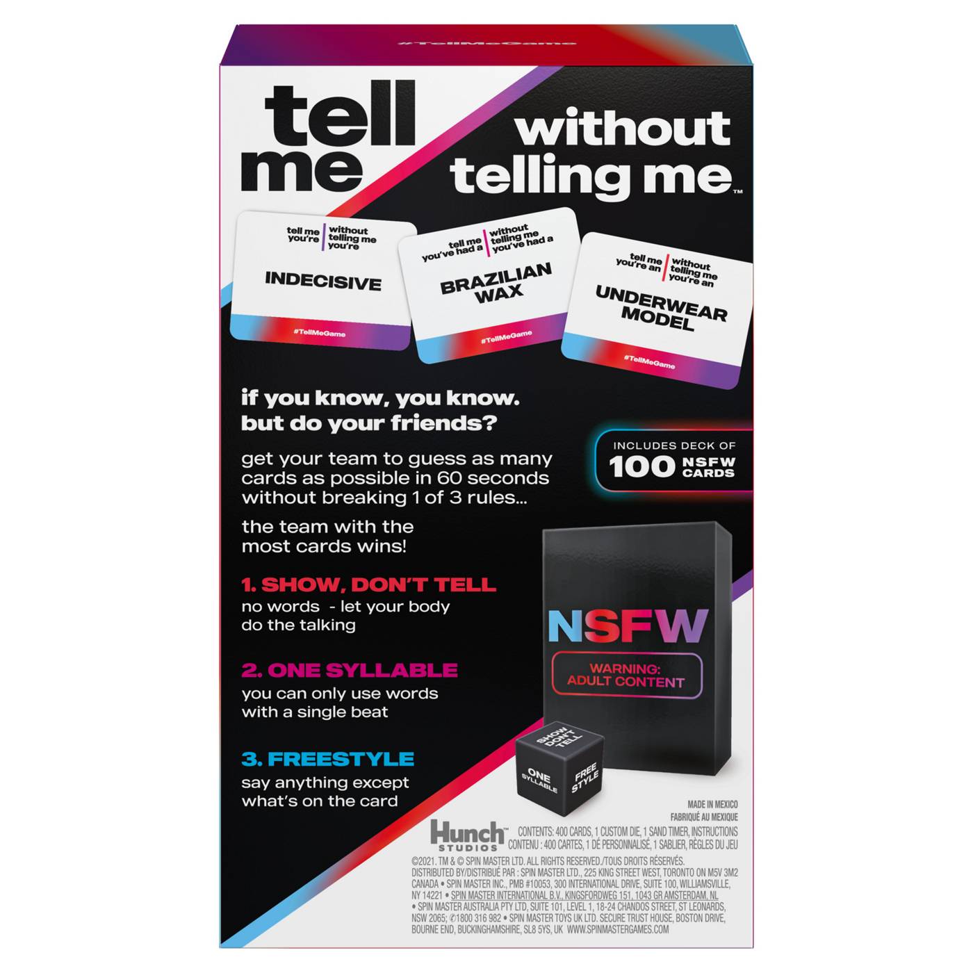 Tell Me Without Telling Me Adult Party Game; image 5 of 5