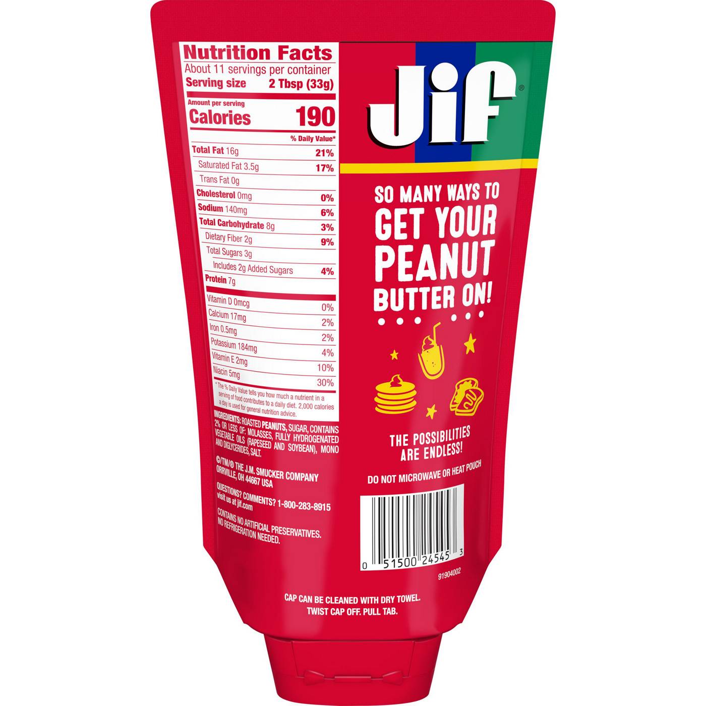 Jif Squeeze Creamy Peanut Butter; image 2 of 3