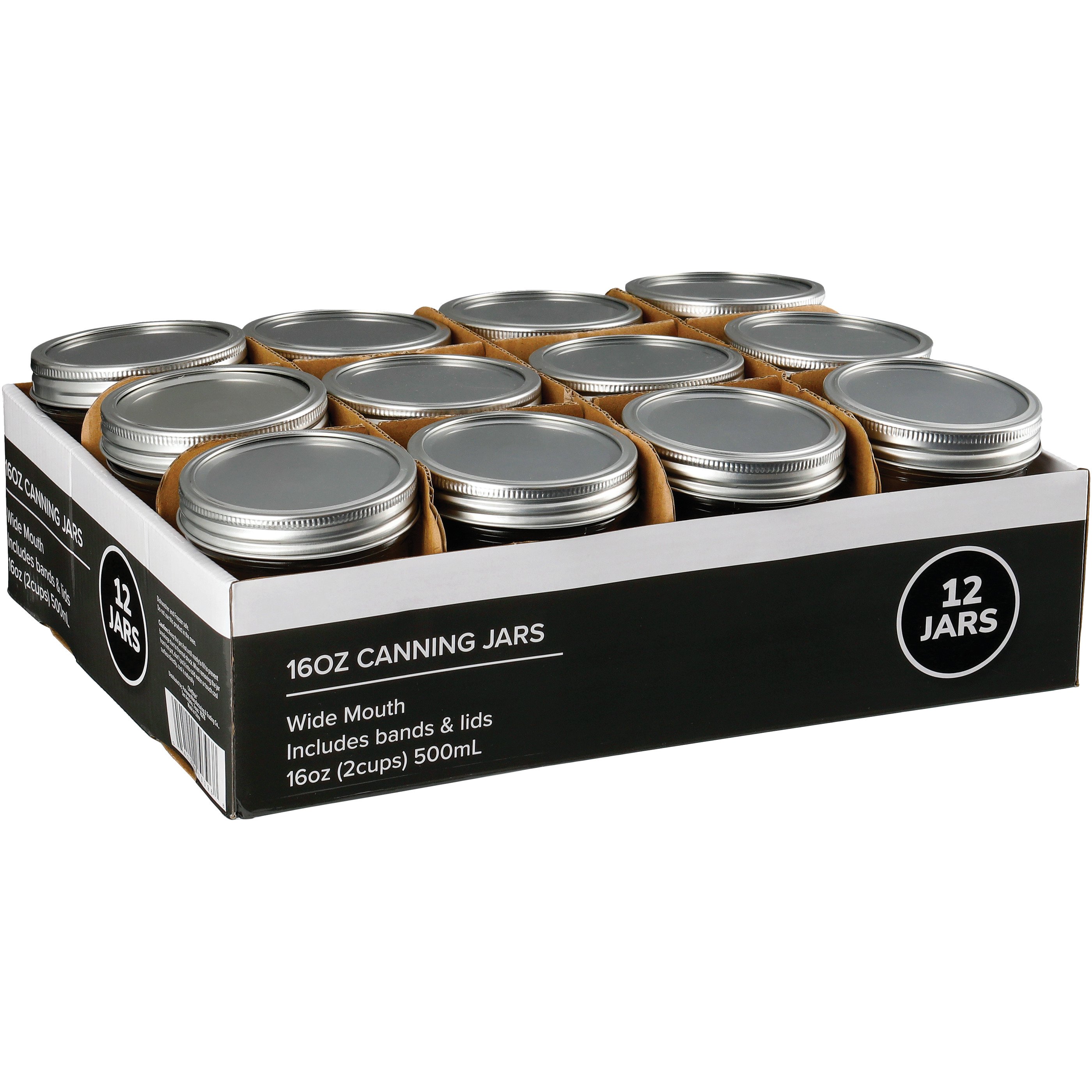 chefstyle 12 Glass Canning Jars with Bands & Lids Wide Mouth Shop