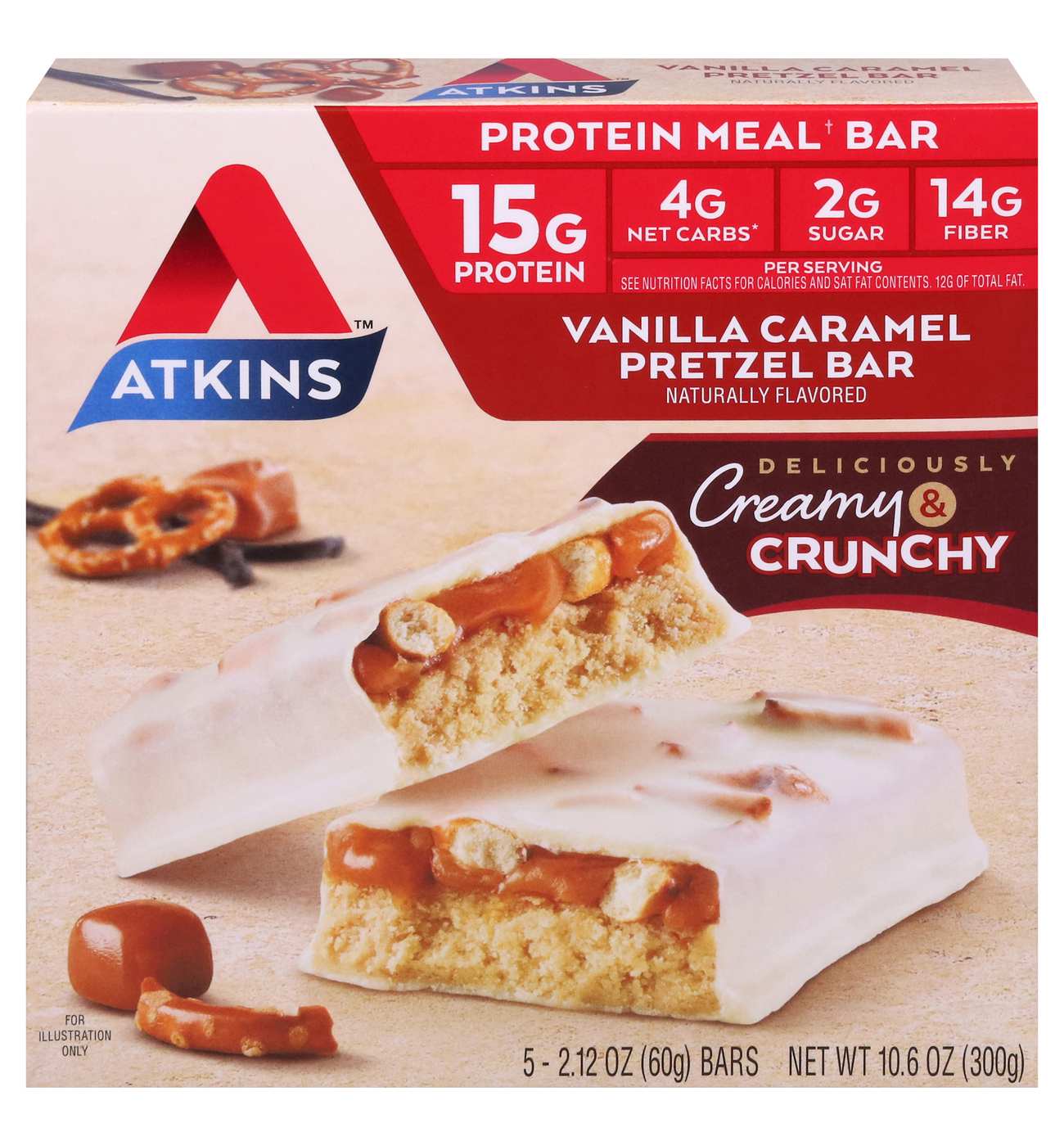 Atkins Vanilla Caramel Pretzel Bars; image 1 of 3