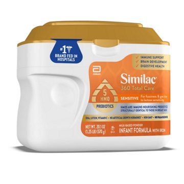 Similac 360 Total Care Sensitive Infant Formula Powder with 5 HMO Prebiotics Tub, 20.1 oz