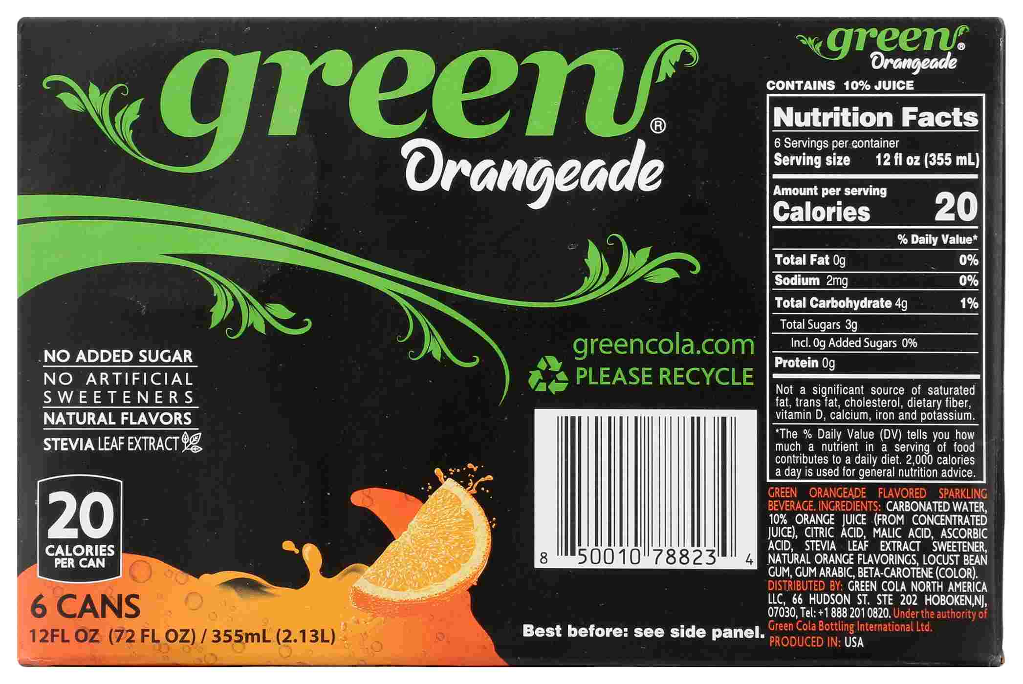 Green Sparkling Orangeade Soda 12 oz Cans; image 2 of 3