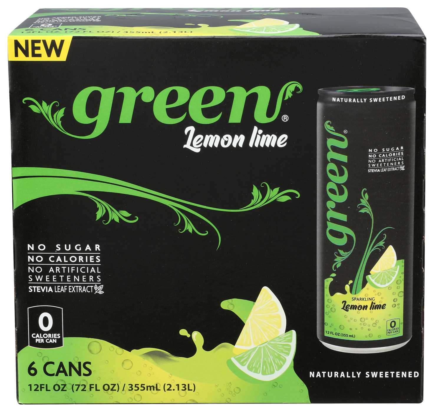 Green Sparkling Lemon Lime Soda 12 oz Cans; image 1 of 2