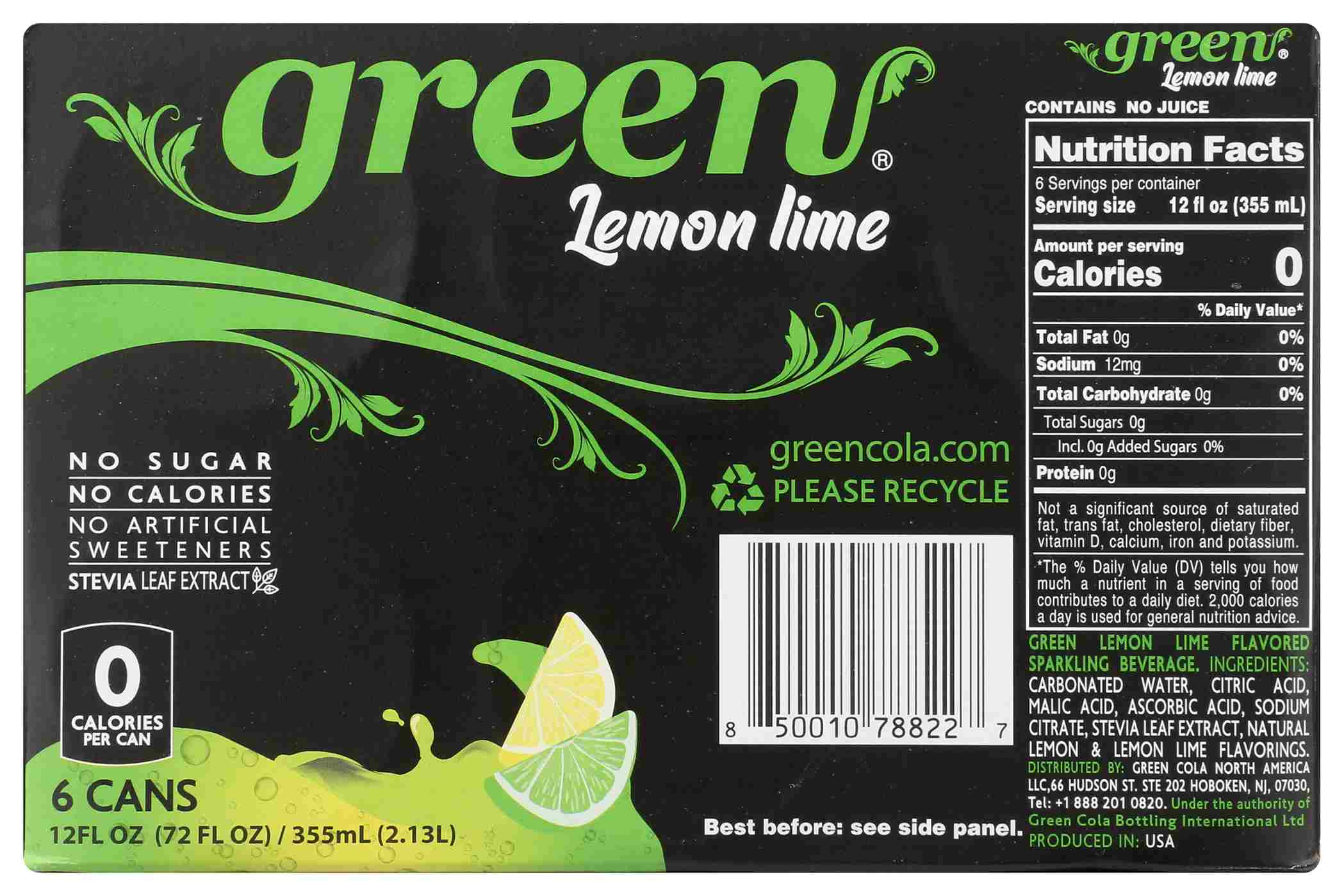 Green Sparkling Lemon Lime Soda 12 oz Cans; image 2 of 2