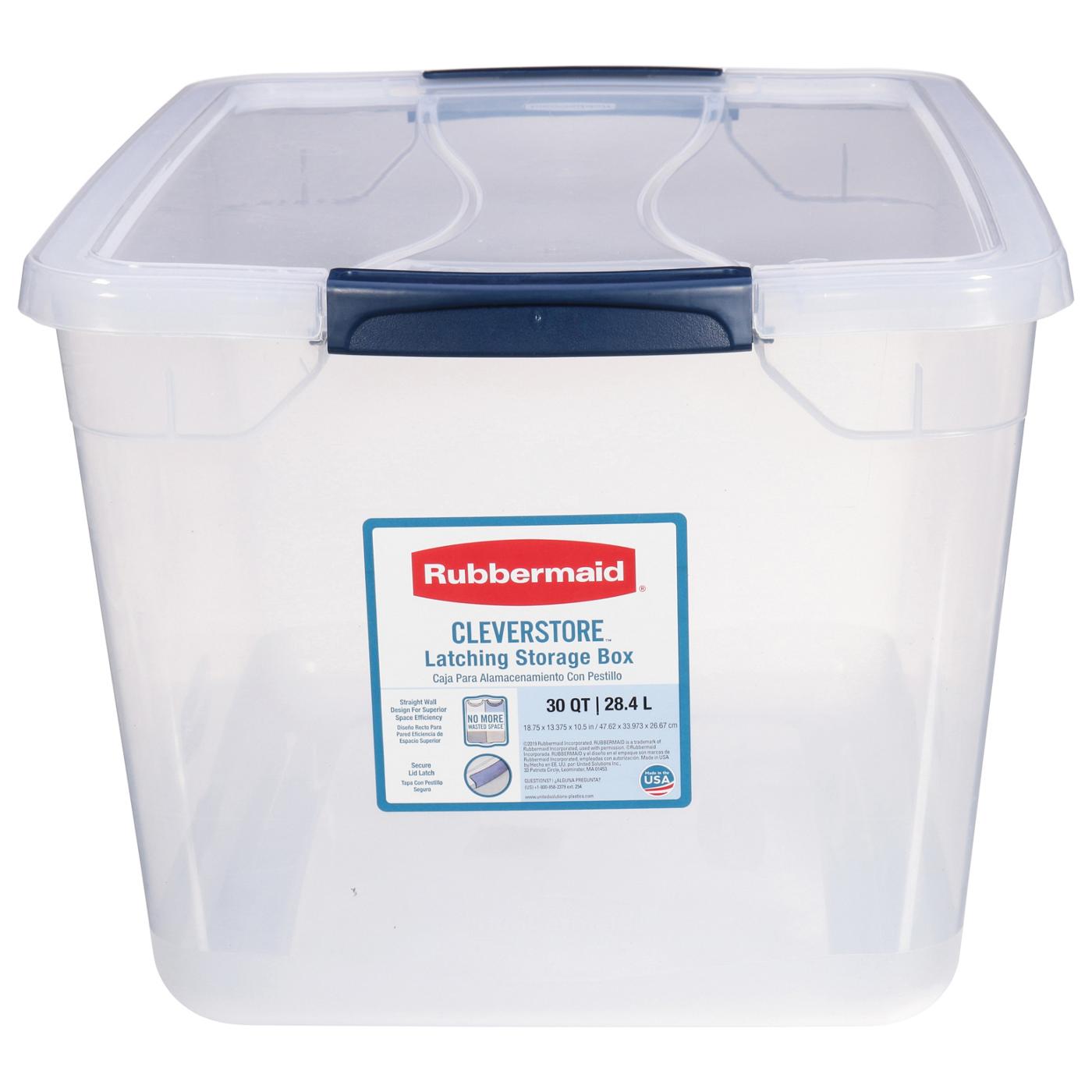 Rubbermaid Cleverstore Storage Tote With Latching Lid, 30 Qt, 18-3/4 x  13-3/8 x 10-1/2, Clear