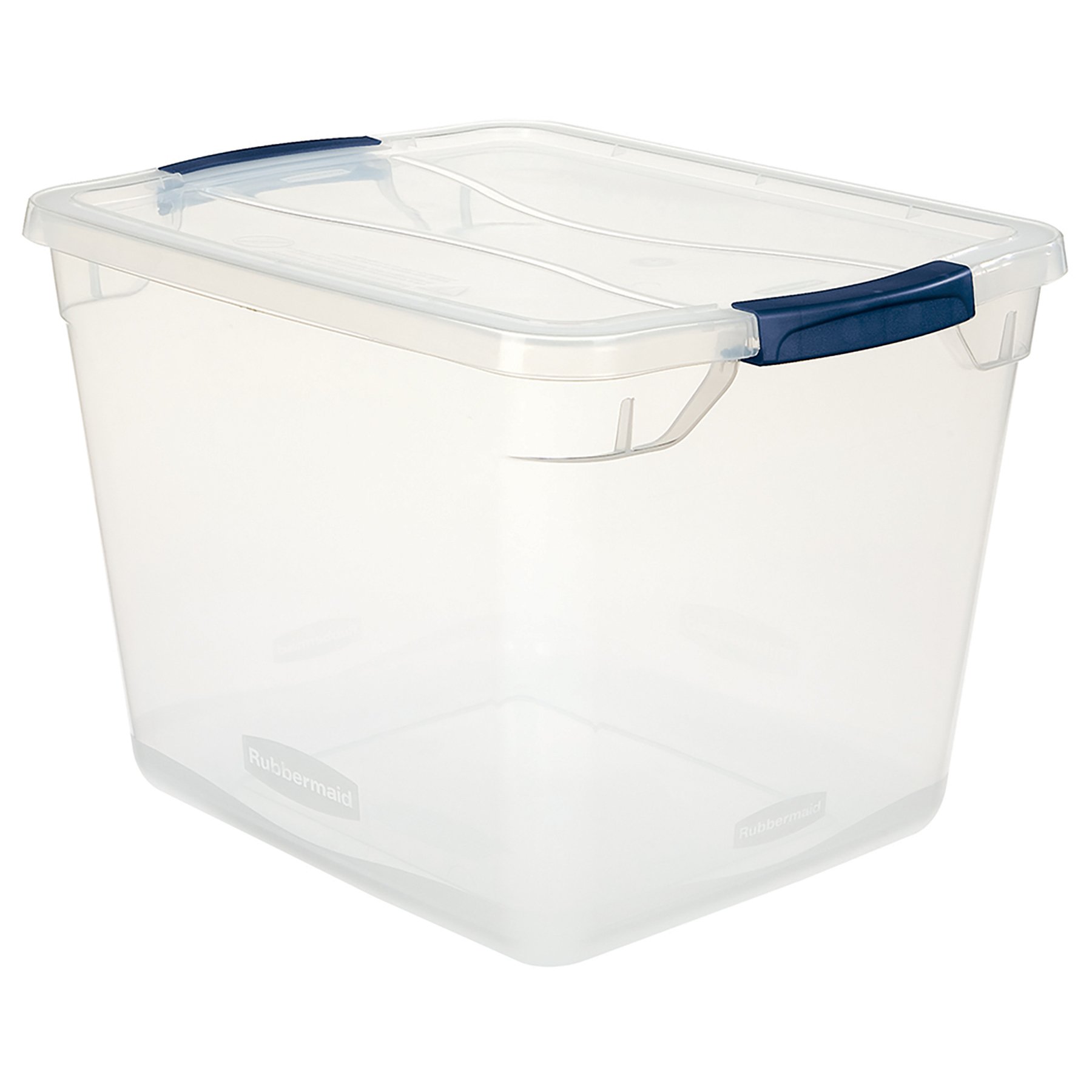 Rubbermaid Clever Store Latching Storage Tote Container, Clear, 30-Qt  (FG3Q2500CLMCB)