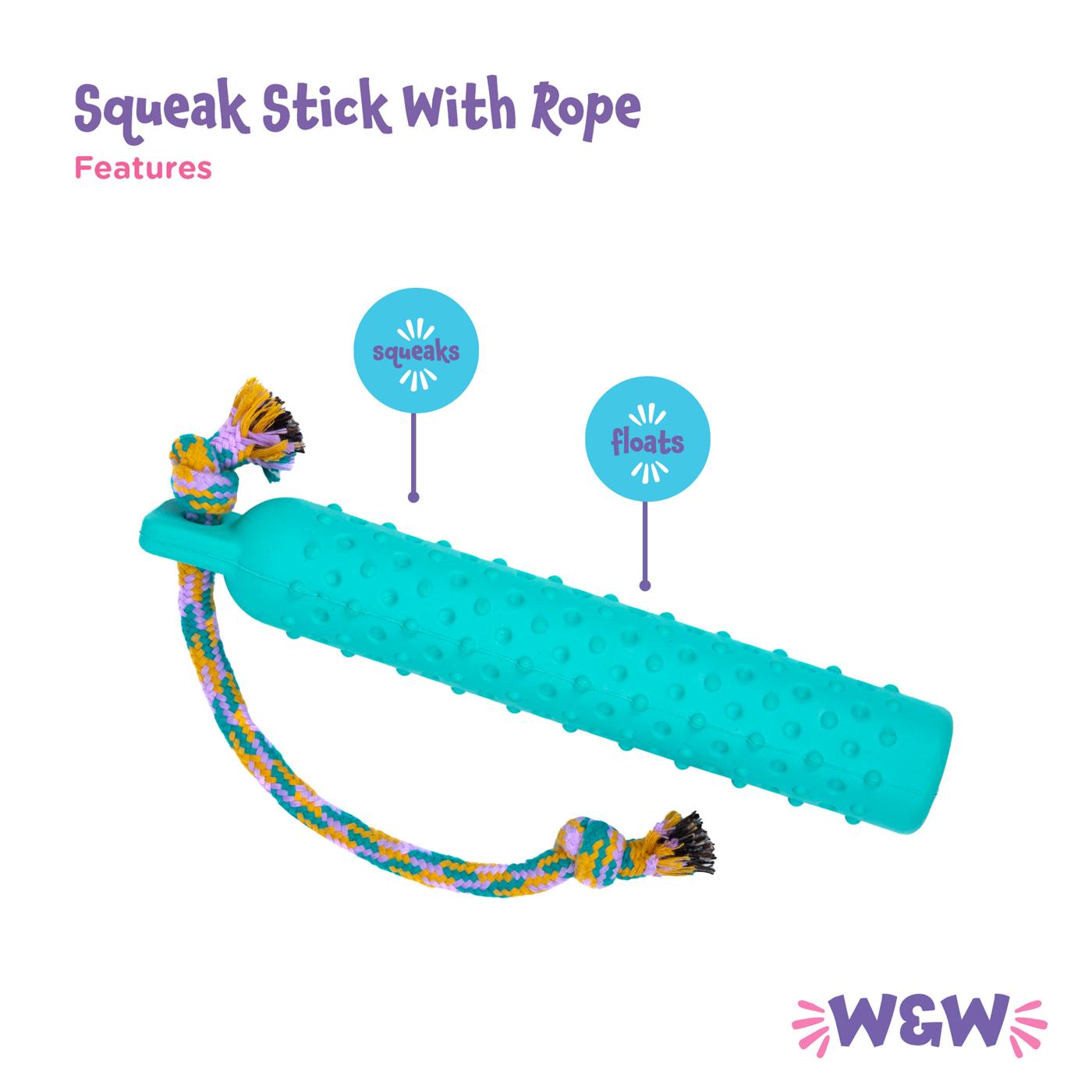 Woof & Whiskers TPR squeak stick with cotton rope 11 INCH; image 4 of 4