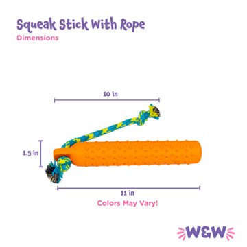 Woof & Whiskers Squeak Stick With Rope Dog Toy