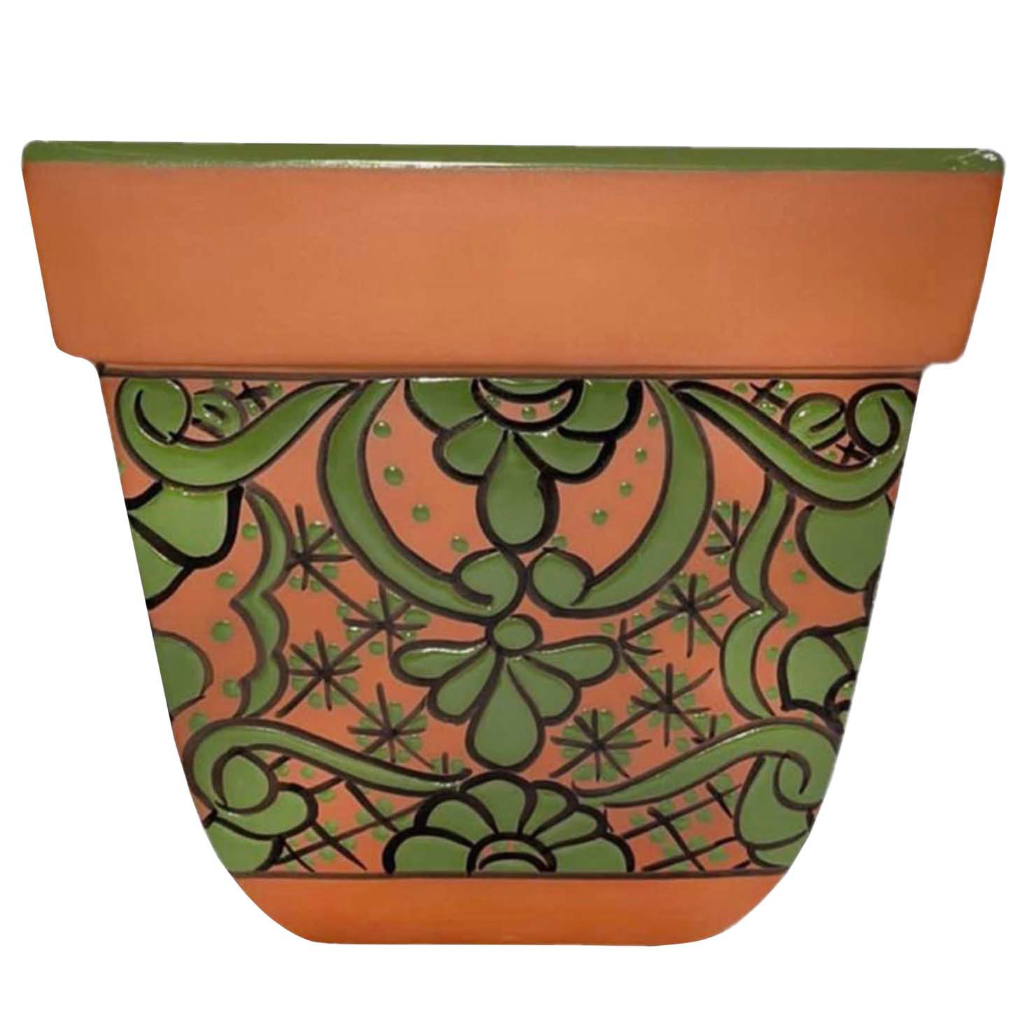 Blue Orange Pottery Green Large Terra Cotta Planter - Shop Pots ...