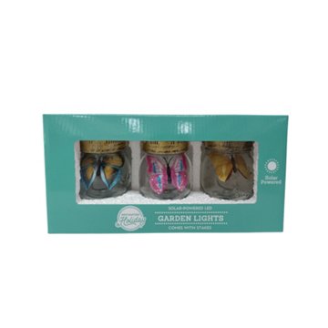 Destination Holiday Solar-Powered Butterfly Jar Garden Lights, 3 pk