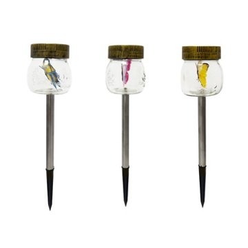 Destination Holiday Solar-Powered Butterfly Jar Garden Lights, 3 pk