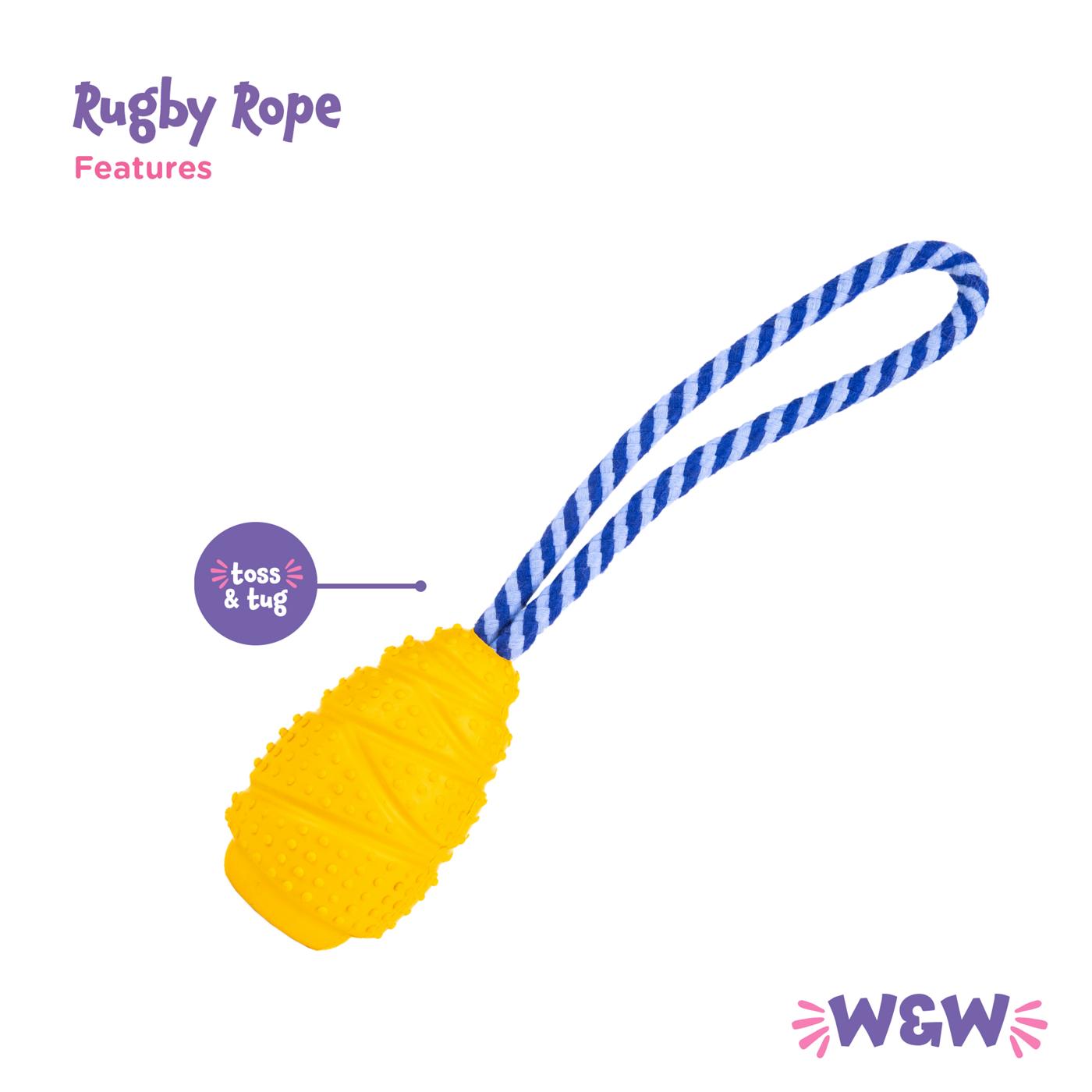 Woof & Whiskers Rubber Rugby with Rope 3.5 inch; image 2 of 4