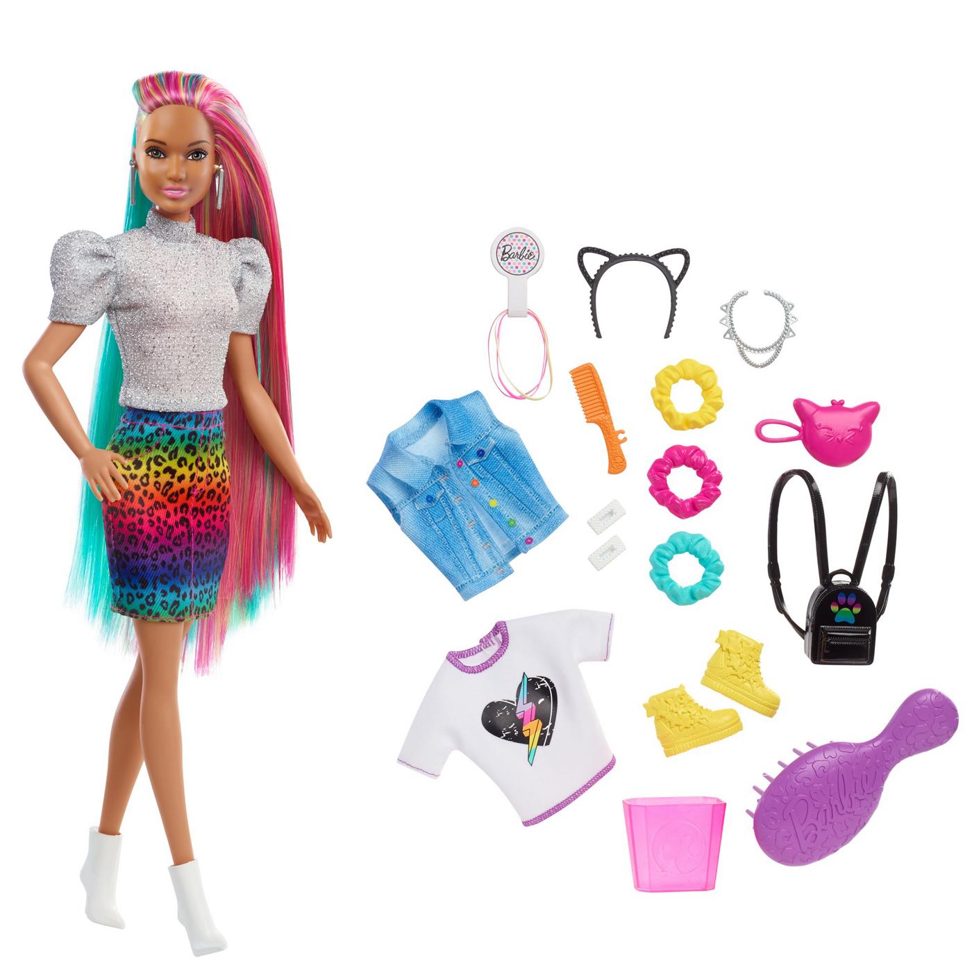 Barbie Leopard Rainbow Hair Doll; image 2 of 3