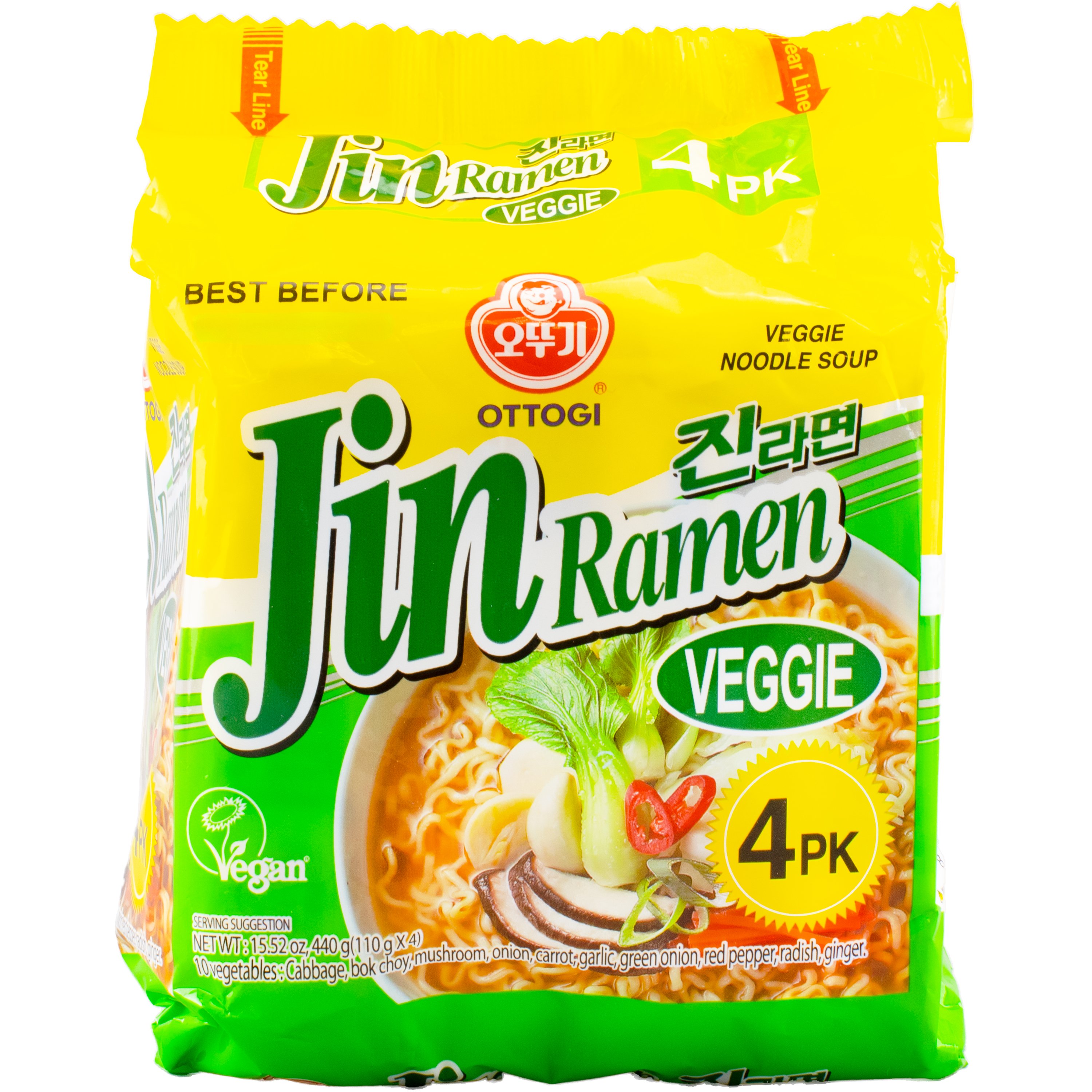 Ottogi Jin Ramen Veggie 4 Pack, 15.52 oz | Central Market - Really