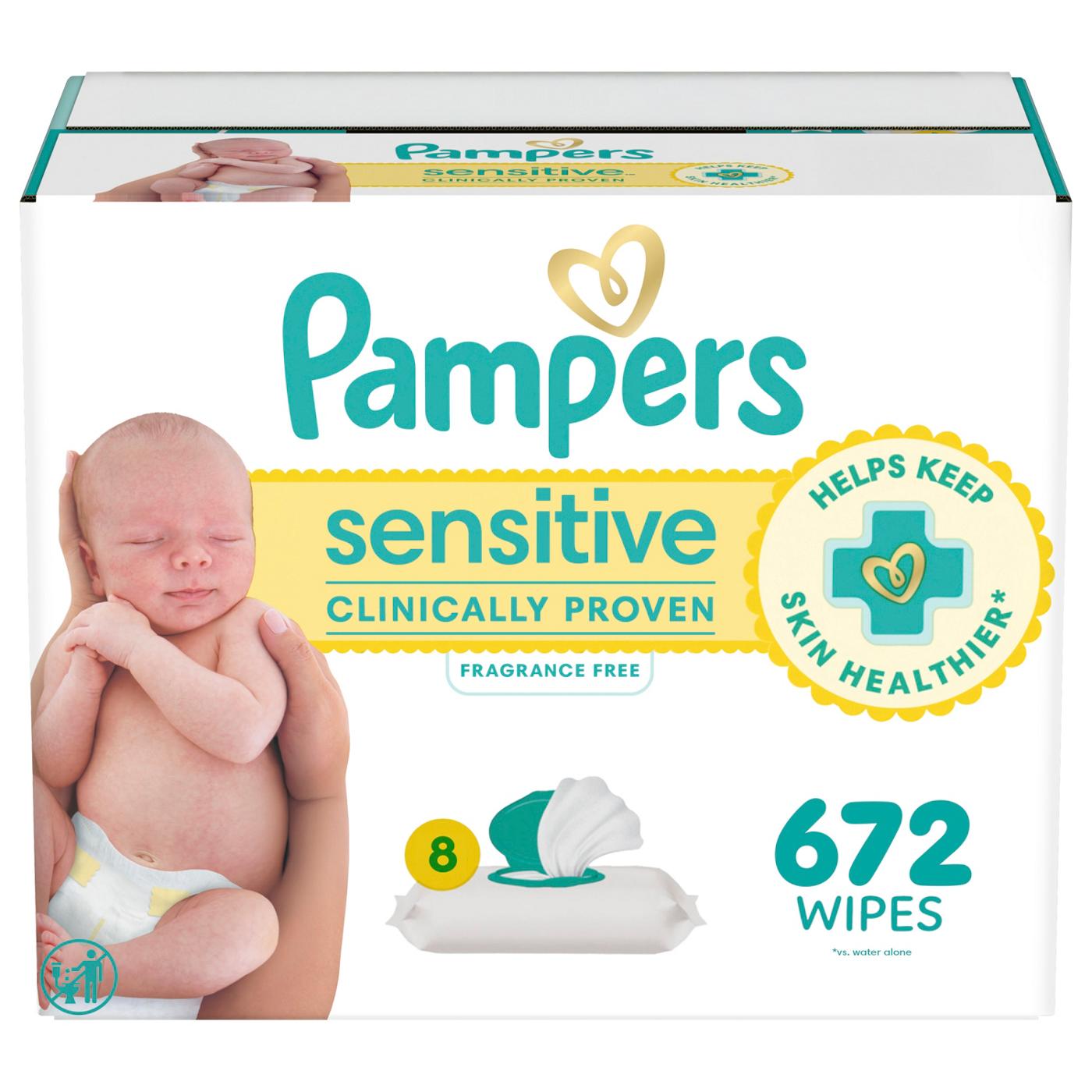 Pampers Sensitive Baby Wipes - Fragrance Free, Water Based, 8 pk; image 3 of 11
