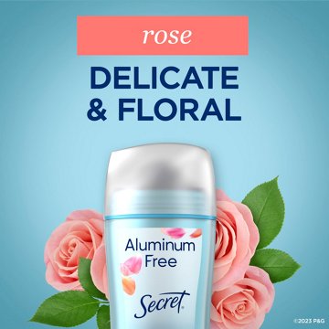 Secret Aluminum Free Deodorant for Women, Dry Solid, Rose