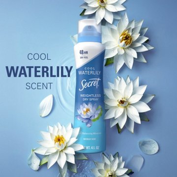 Secret Weightless Dry Spray Antiperspirant Deodorant - Waterlily + Argan Oil