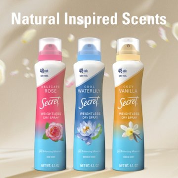 Secret Weightless Dry Spray Antiperspirant Deodorant - Waterlily + Argan Oil