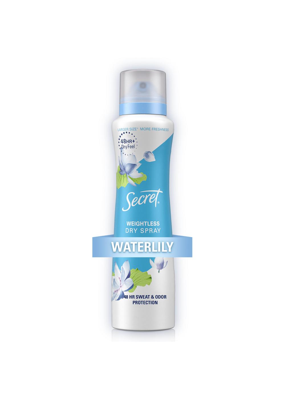 Secret Weightless Dry Spray Antiperspirant Deodorant - Waterlily + Argan Oil; image 6 of 10