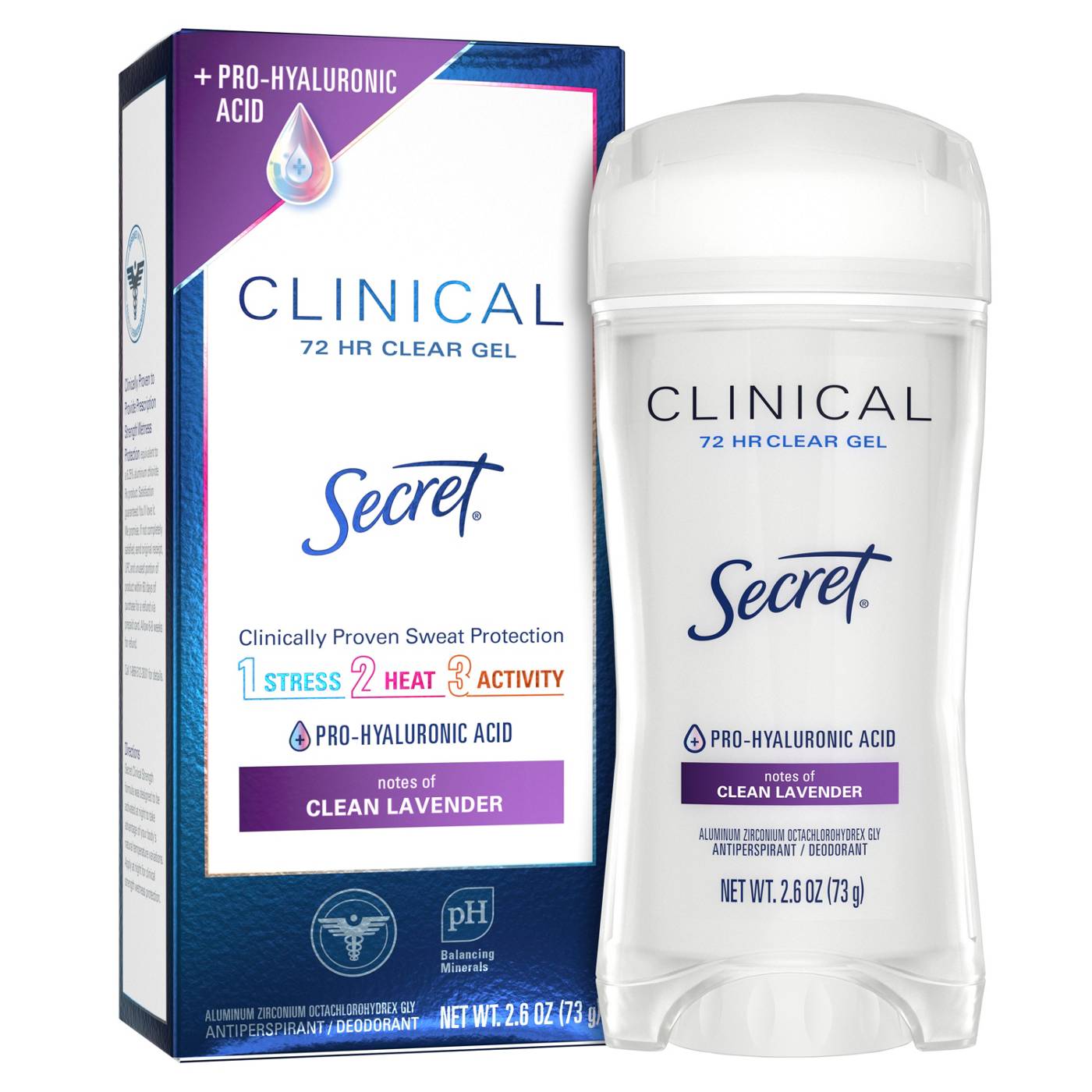 Secret Clinical Strength Clear Gel Antiperspirant and Deodorant for Women, Pro-Hyaluronic Acid, Clean Lavender; image 5 of 10