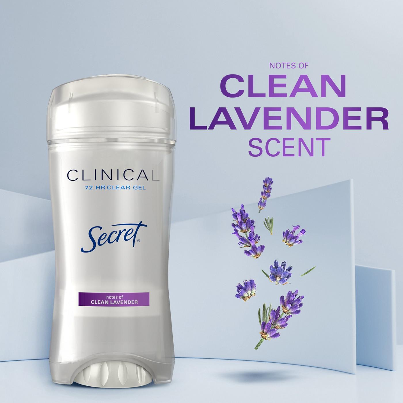 Secret Clinical Strength Clear Gel Antiperspirant and Deodorant for Women, Pro-Hyaluronic Acid, Clean Lavender; image 8 of 10