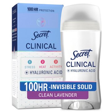 Secret Clinical Strength Invisible Solid Antiperspirant and Deodorant for Women, Clean Lavender