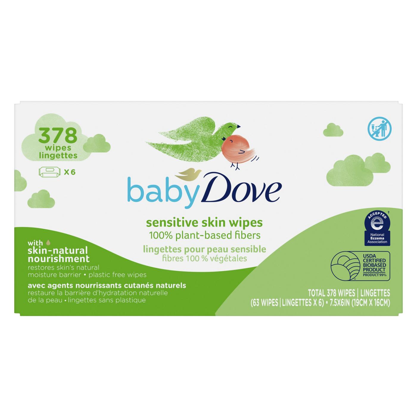 Dove Sensitive Skin Wipes, 6 Pk; image 1 of 6