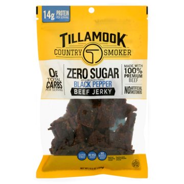 Tillamook Country Smoker 14g Protein Zero Sugar Beef Jerky - Black Pepper, 6.5 oz