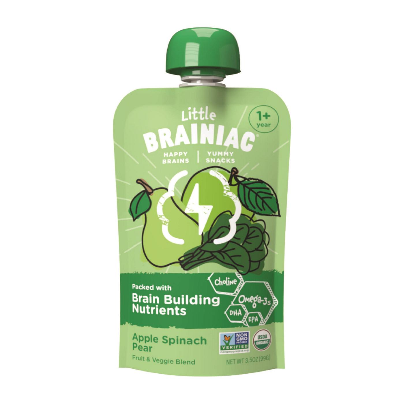 Little Brainiac Organic Baby Food Pouch - Apple Spinach & Pear; image 1 of 5