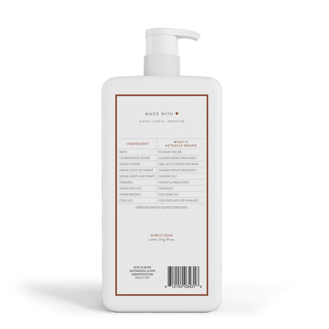 Native Body Wash - Coconut & Vanilla; image 5 of 9