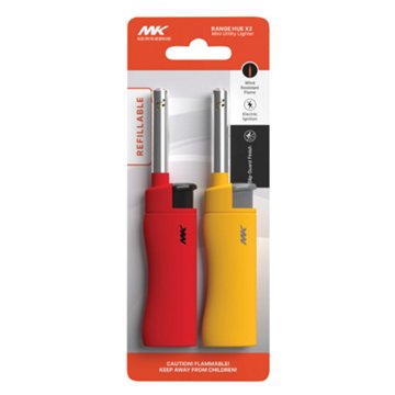 MK Lighter Range Hue Mini Utility Lighters - Assorted, 2 pk