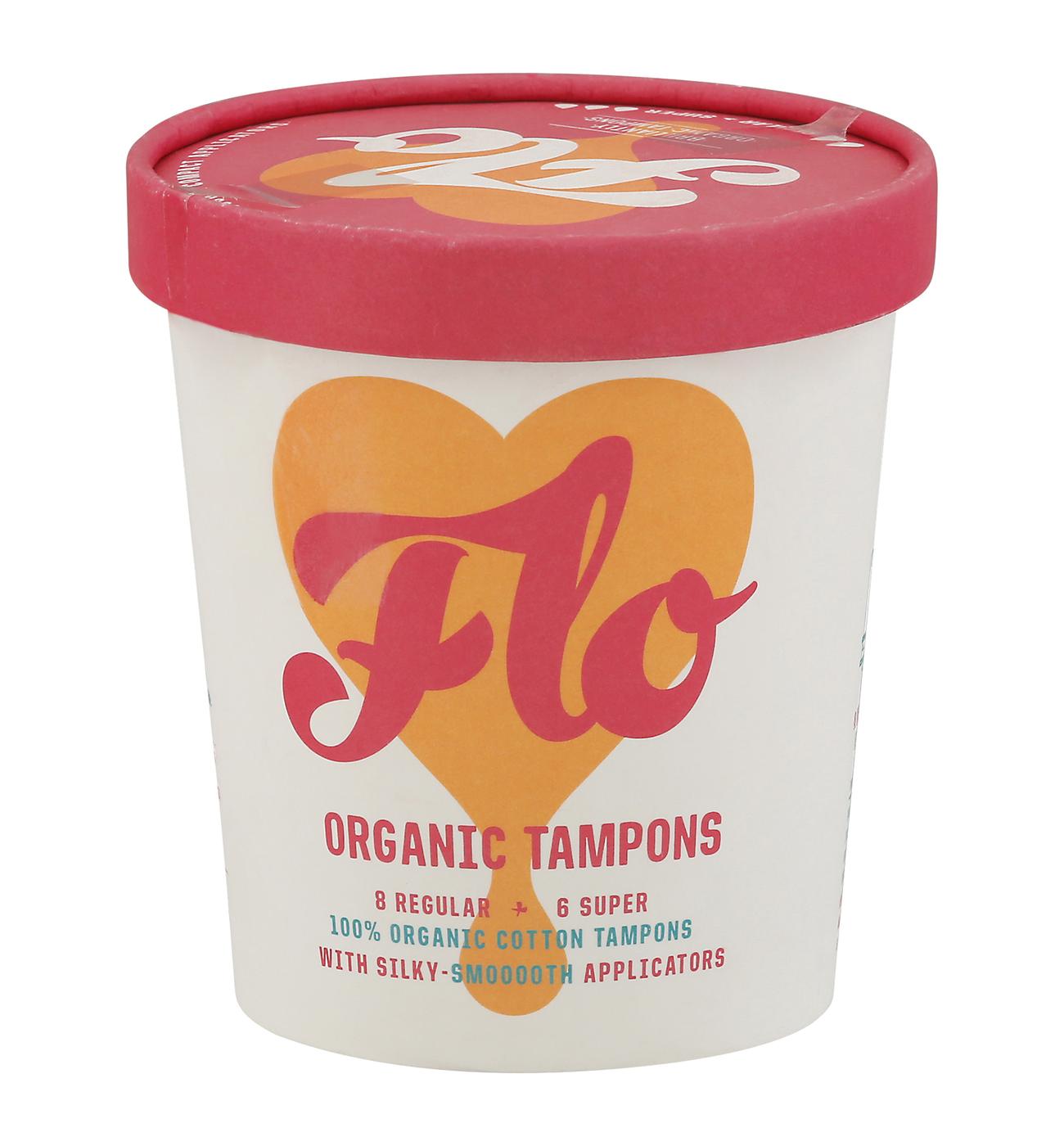 Flo Organic Tampons with Eco Applicator Shop Pads & liners at HEB